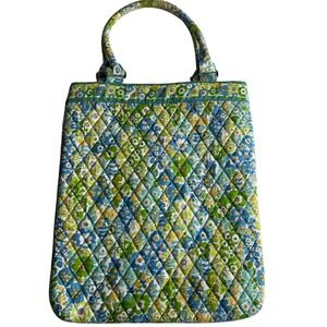 Vera Bradley English Meadow Floral Quilted SlimTote Bag Limited Edition Green